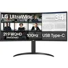Image de LG 34WR55QK-B 34" UltraWide WQHD (3440 x 1440) Écran d'ordinateur incurvé, 100 Hz, 5 ms, HDR10, Mode Lecteur, HDMI, DisplayPort, USB Type-C, Support inclinable et réglable en Hauteur, Noir en occasion ou reconditionné