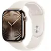 Image de Apple Watch Series 10 2024 (GPS + 4G), Boitier Titane Or de 42mm avec bracelet Caoutchouc Sport S/M, Lumière stellaire - Neuf