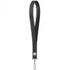 Image de Dragonne Apple pour iPhone tissu texturé noir avec attache métallique et cordon de maintien - Neuf