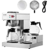 Image de VEVOR Machine à café filtre commerciale pour 12 tasses, machine à café en acier inoxydable avec alimentation automatique en eau pour restaurants, bureaux, cafés