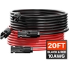Image de Câble solaire VEVOR 6,1 m, set de 2 rallonges, câble 10AWG avec connecteurs femelle et mâle étanches, câble PV camping-car, noir & rouge