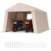 Image de VEVOR Abri de jardin, 305 x 457 x 243 cm, tente de garage en PE, remise à outils, garage à vélos, abri de jardin, abri pour voiture, abri à vélos, garage de rangement pour moto, tondeuse à gazon, vélo, gris