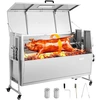 Image de Vevor Barbecue A Charbon Avec Tournebroche Electrique 38 W, Rotissoire A Charbon De Bois Capacite De Charge 60 Kg, Avec Roues Et 4 Niveaux De Hauteur, Broche En Inox, Pour Agneau Porcelet, Camping