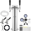 Image de Distributeur de bière VEVOR Tour à bière, kit de conversion de bière avec deux robinets de soutirage, tour à bière en acier inoxydable avec double mesureur W21.8-régulateur et raccord de fût S-System pour les fêtes, à la maison etc.
