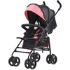Image de Poussette légère VEVOR, compacte, facile à plier, avec dossier réglable, cadre en acier carbone, grand panier de rangement, poussette avec parapluieNoir/rose