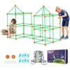 Image de VEVOR Kit de construction de forteresse pour enfants, 140 pièces de jouets de construction STIM lumineux dans le noir, cadeau éducatif pour garçons et filles de 4 5 6 7 8+ ans, tente de jeu pour l'intérieur et l'extérieur, jouet de construction avec 96 bâtons et 44 balles