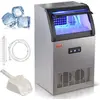 Image de Machine à glaçons commerciale VEVOR Machine à glaçons 52 kg / 24 h, Machine à glaçons cubique légère 15 kg Capacité de stockage de glace 50 pcs. Machine à glaçons en acier inoxydable avec filtre à eau et pelle à glace