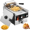 Image de Friteuse commerciale VEVOR, friteuse électrique à poser de 3000 W avec panier, friteuse à huile individuelle de 5,9 L, acier inoxydable épaissi, contrôle du temps & de la température