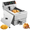 Image de Friteuse commerciale VEVOR, friteuse électrique 1500 W avec panier, friteuse 9 L en acier inoxydable avec contrôle du temps et de la température, protection contre la surchauffe, friteuse pour cuisine restaurant café bar