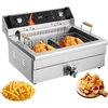Image de VEVOR friteuse commerciale, 2250 W friteuse électrique avec panier, grande capacité 20 L Countertop Oil Fryer, acier inoxydable, contrôle de la température, pour cuisine restaurant utilisation, argent