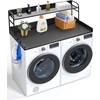 Image de VEVOR Plan de travail pour lave-linge/sèche-linge avec 2 étagères (1370 x 700 x 419 mm), étagère à roulettes avec tapis antidérapant, tapis à linge imperméable pour le rangement, noir