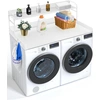 Image de Établi pour lave-linge et sèche-linge VEVOR avec 2 étagères (1370 x 700 x 419 mm), étagère à roulettes avec tapis antidérapant, tapis à linge imperméable pour le rangement, blanc