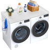 Image de Banc pour lave-linge/sèche-linge VEVOR, 1370 x 700 x 69 mm, couverture étanche en bois pour machine à laver avec tapis antidérapant pour le rangement du linge, blanc