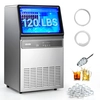 Image de Vevor Machine A Glacons Commerciale 54,4 Kg/24 H, Appareil De Preparation De Glacons Avec Capacite De Stockage De 15 Kg, 45 Cubes Par Cycle, Avec Ecran Led Et Nettoyage Automatique, Restaurant Bar