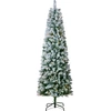 Image de Arbre de Noël VEVOR, 0,53 x 1,98 m, arbre de Noël floqué, Sapin naturel avec 250 lumières LED blanches, 814 pointes de branches, socle métallique