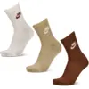 Image de Nike Everyday Cushioned Crew 3 Pack Unisexe - Chaussettes, Beige - Taille 42 - 46