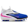 Image de NIKE JR PHANTOM 6 HIGH ACAD FG/MG, chaussures de football pour jeunes, couleur bleu racer/rose, avec accents blancs, pointure 5Y