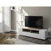 Image de Abitare - Meuble Tv 138x42x26,13 Cm Blanc Mat Et Chêne Canadien Avec 4 Portes   Naples