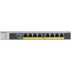 Image de NETGEAR GS108LP, routeur Gigabit Ethernet non administrable (10/100/1000) avec alimentation par Ethernet (PoE), format 1U, noir et gris.