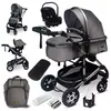 Image de GAGADUMI - Poussette 3 en 1 set complet avec siège auto -- Poussette combinée - pneus pleins - Sac à langer. Gris