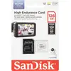 Image de SanDisk High Endurance - Carte mémoire flash (adaptateur microSDXC vers SD inclus) - 128 Go - classe vidéo V30 / UHS-I U3 / classe 10 - microSDXC UHS-I