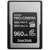 Image de SanDisk PRO-CINEMA, 960 Go, CFexpress Type A, 1800 Mo/s, 1650 Mo/s, résistant aux chutes, à la poussière, à l'eau, noir, métallique