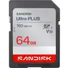 Image de Carte mémoire SanDisk Ultra PLUS SDXC 64 Go UHS-I V10 jusqu'à 150 Mo/s Gris Rouge Blanc - Neuf