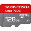 Image de Carte mémoire microSDXC SanDisk Ultra Plus 128 Go UHS-I 200 Mo/s Classe A1 V10 U1 C10 Gris Rouge Blanc - Neuf