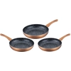 Image de Lot de 3 Poêles en pierre 20 24 28cm Induction cuivre Cenocco CC2001-COP