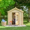 Image de Timbela M570M-1 Maison de jeu en bois pour enfants - Maison de jeu en plein air pour enfants - 111x113xH121 cm/0.9 m2 Maison de jeu de jardin - Maison d'été de jardin pour enfants (La couleur du toit est bleue)