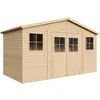 Image de Abri de jardin en bois - débarras avec fenêtres - H246 x 418 x 220 cm/ 8 m² Abri shiplap en bois naturel - Atelier de jardin - TIMBELA M332