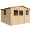 Image de Abri de jardin en bois - débarras avec fenêtres - H226x316x324 cm/9 m² Abri shiplap en bois naturel - Atelier de jardin - TIMBELA M335