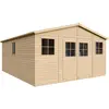 Image de Abri de jardin en bois - débarras avec fenêtres - H246 x 418 x 522 cm/ 20 m² Abri shiplap en bois naturel - Atelier de jardin - TIMBELA M333