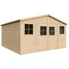 Image de Abri de jardin en bois AVEC SOL IMPRIMÉ - débarras avec fenêtres - H246 x 418 x 420 cm/ 16 m² Abri en bois naturel Shiplap - TIMBELA M330+330G