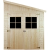 Image de Abri de jardin en bois (avec paroi latérale) - débarras avec fenêtres - H244x216x318 cm/6,2 m2 Abri shiplap en bois naturel - Atelier de jardin-TIMBELA M339A