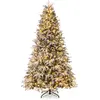 Image de COSTWAY Sapin de Noël artificiel 270cm avec neige  LEDs blanc chaud & support métallique, sapin de Noël, arbre de Noël artificiel