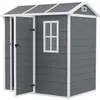 Image de Abri de jardin en plastique 2,1m² 186 x 130 x 199cm Abri de jardin avec toit à deux versants sol fenêtre porte verrouillable résistant aux intempéries abri de jardin extérieur abri pour arrière-cour gris Aosom