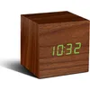 Image de Gingko Réveil Horloge CUBE Click Clock Noyer, LED verte