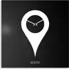 Image de Horloge murale décorative moderne, carrée, 50 x 50 cm, « You Are Here » - Noir - Blanc