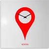 Image de Horloge murale décorative moderne carrée 50 x 50 cm « You Are Here » - Rouge
