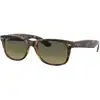 Image de Ray - Ban Unisex Ray - Ban RB2132 NEW WAYFARER 894/76 Lunettes de soleil Injecté Tortue Bleu Carré Polarisé