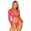 Image de Crop top croisé et string - Rose