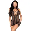 Image de Leg Avenue   Mini-Robe Halter Résille Coeurs   Noir