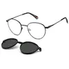 Image de Polaroid Unisex Polaroid PLD 6158/CS 807/M9 Lunettes de soleil Acier Noir Gris Ronde Clip-on