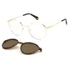 Image de Polaroid Unisex Polaroid PLD 6158/CS J5G/SP Lunettes de soleil Acier Or Cuivre Ronde Clip-on