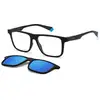 Image de Polaroid Homme Polaroid PLD 2131/CS 0VK/5X Lunettes de soleil Plastique Noir-opaque Bleu Carré Polarisé Clip-on