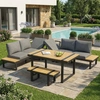 Image de Ensemble De Table Et Chaises De Jardin, Ensemble De Mobilier De Jardin, Disposition En L, Avec Fonction D'Inclinaison Réglable (5 Positions, Jusqu'à 55°)