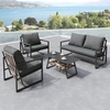 Image de Ensemble De Mobilier De Jardin, Salon De Jardin Pour 4 Personnes, Comprenant Un Canapé, Une Table Basse Et Des Coussins, Housses Amovibles Et Lavables, Noir