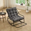 Image de Fauteuil À Bascule D'Extérieur, Coussin Confortable, Avec Un Coussin Moelleux Et Épais, Pour Le Salon, La Chambre À Coucher Ou La Salle De Lecture, Structure Noire Avec Coussin Gris