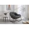 Image de Fauteuil À Bascule D'Extérieur, Fauteuil À Bascule Ovale En Osier Surdimensionné Pour Terrasse, Fauteuil À Bascule Confortable D'Intérieur Et D'Extérieur Avec Coussin Épais, Fauteuil De Détente Modern